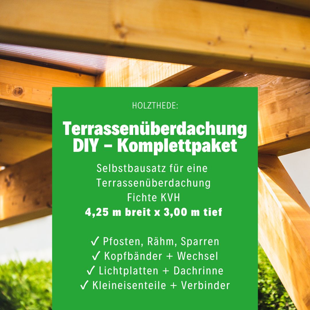 Anzeige DIY Komplettpaket - Selbstbausatz - komplette Terrassenüberdachung - bei Holzthede